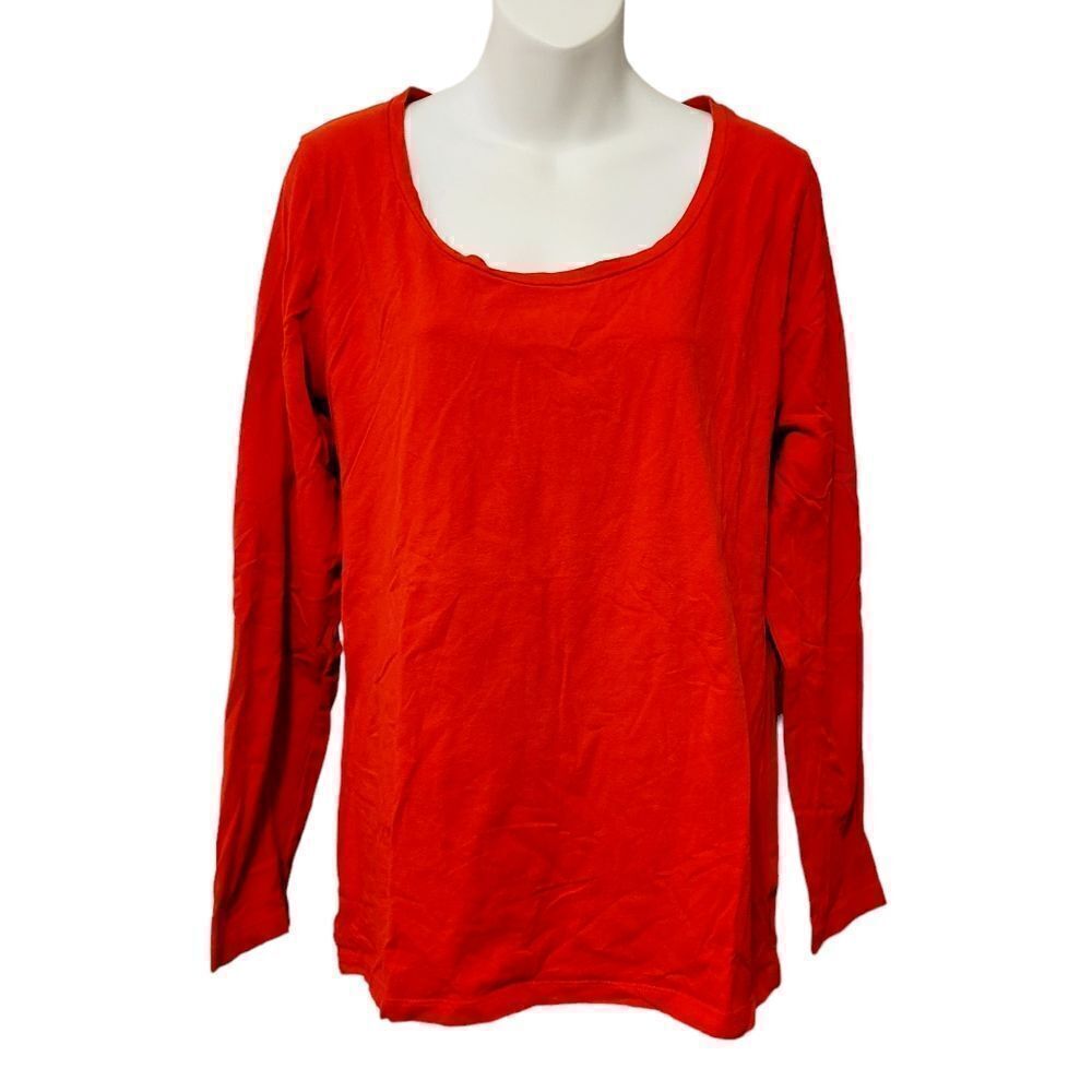 2/$20 Joe Fresh Orange/Red Plain Long Sleeves Top Size: XL